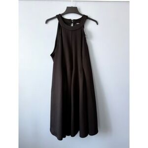 NWT Torrid Sz 2 2X 18/20 Scuba High Neck Pleated Knee Length Trapeze Dress Black